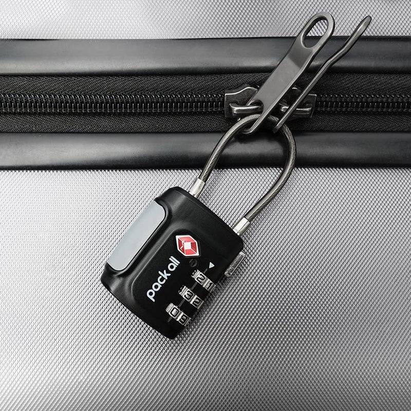 pack all TSA Approved Cable Luggage Locks, 3 Digit Combination Padlocks, Travel Lock for Suitcases & Bag, Alloy Body, Travel Accessories (4 Pack) - Image 5